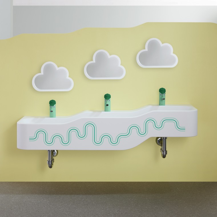 Područje za igru i pranje Geberit Bambini u šumsko zelenoj i svetlo zelenoj boji Područje za igru i pranje Geberit Bambini u šumsko zelenoj i svetlo zelenoj boji