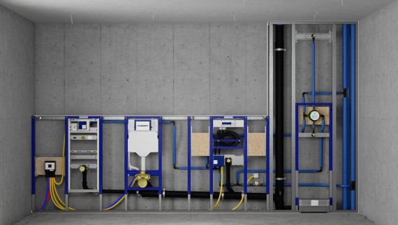 Instalacioni zid sa Geberit Duofix elemntom za pisaor, WC, umivaonik i tuš