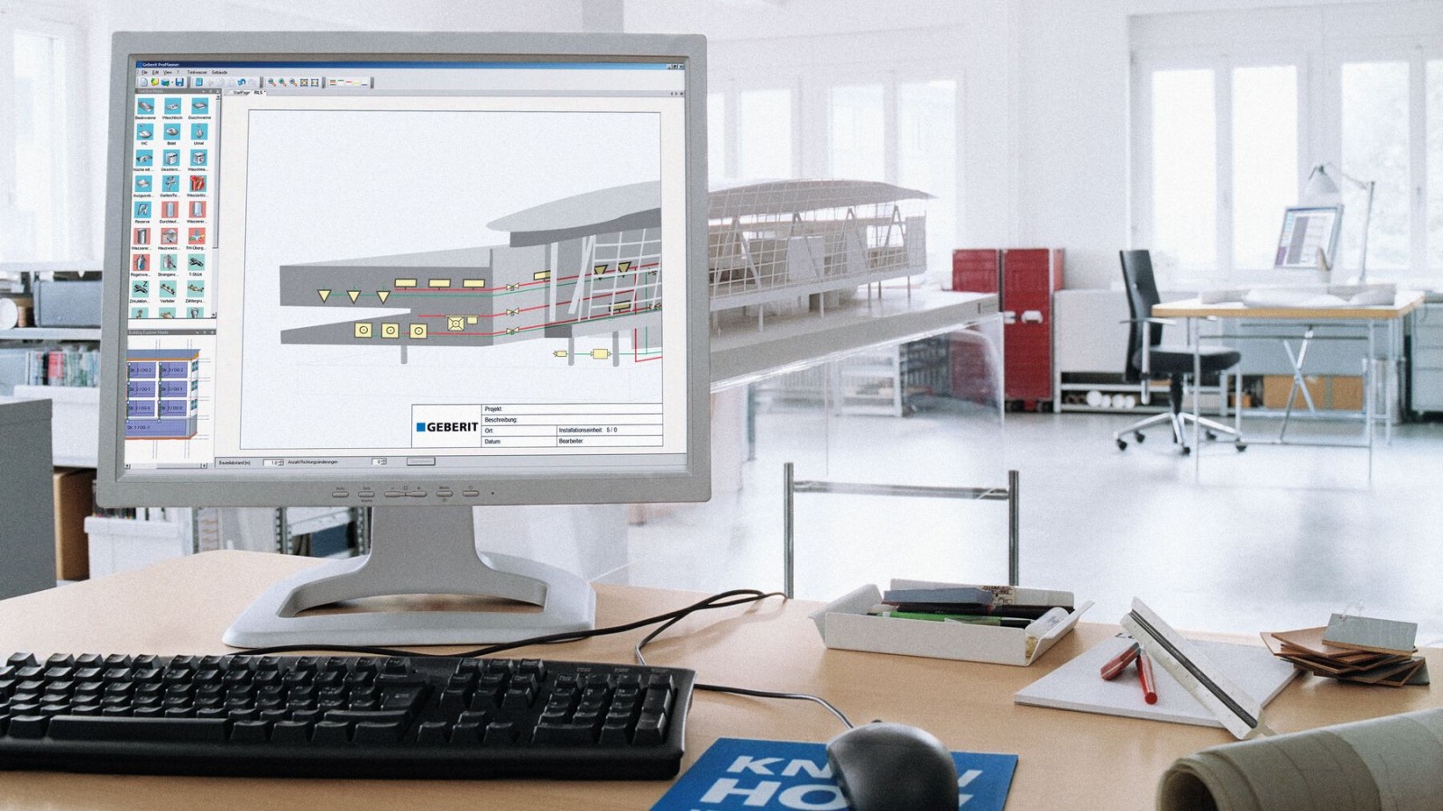 Ekran računara sa softverom Geberit ProPlanner Ekran računara sa softverom Geberit ProPlanner