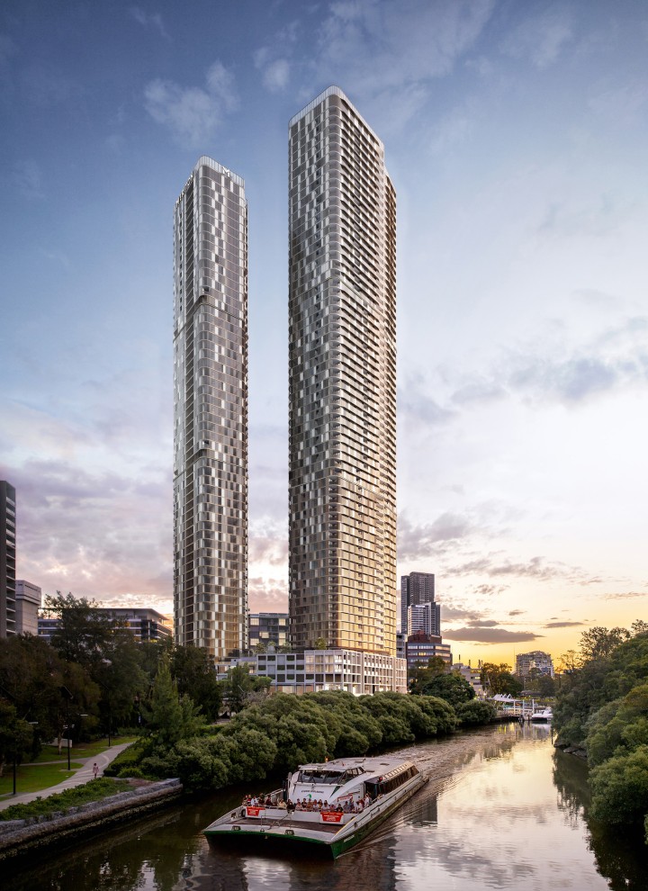 Dve 180 George kule iznad zapadnog predgrađa Sidneja (© Meriton Group) Dve 180 George kule iznad zapadnog predgrađa Sidneja (© Meriton Group)