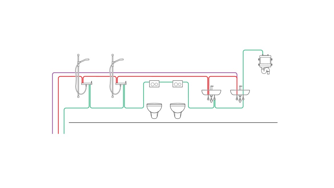 Primer cevovoda intervalne jedinice za higijensko ispiranje (© Geberit)