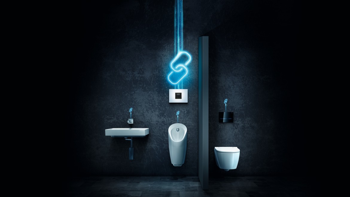 Networking of Geberit sanitary appliances with Geberit Connect (© Geberit)