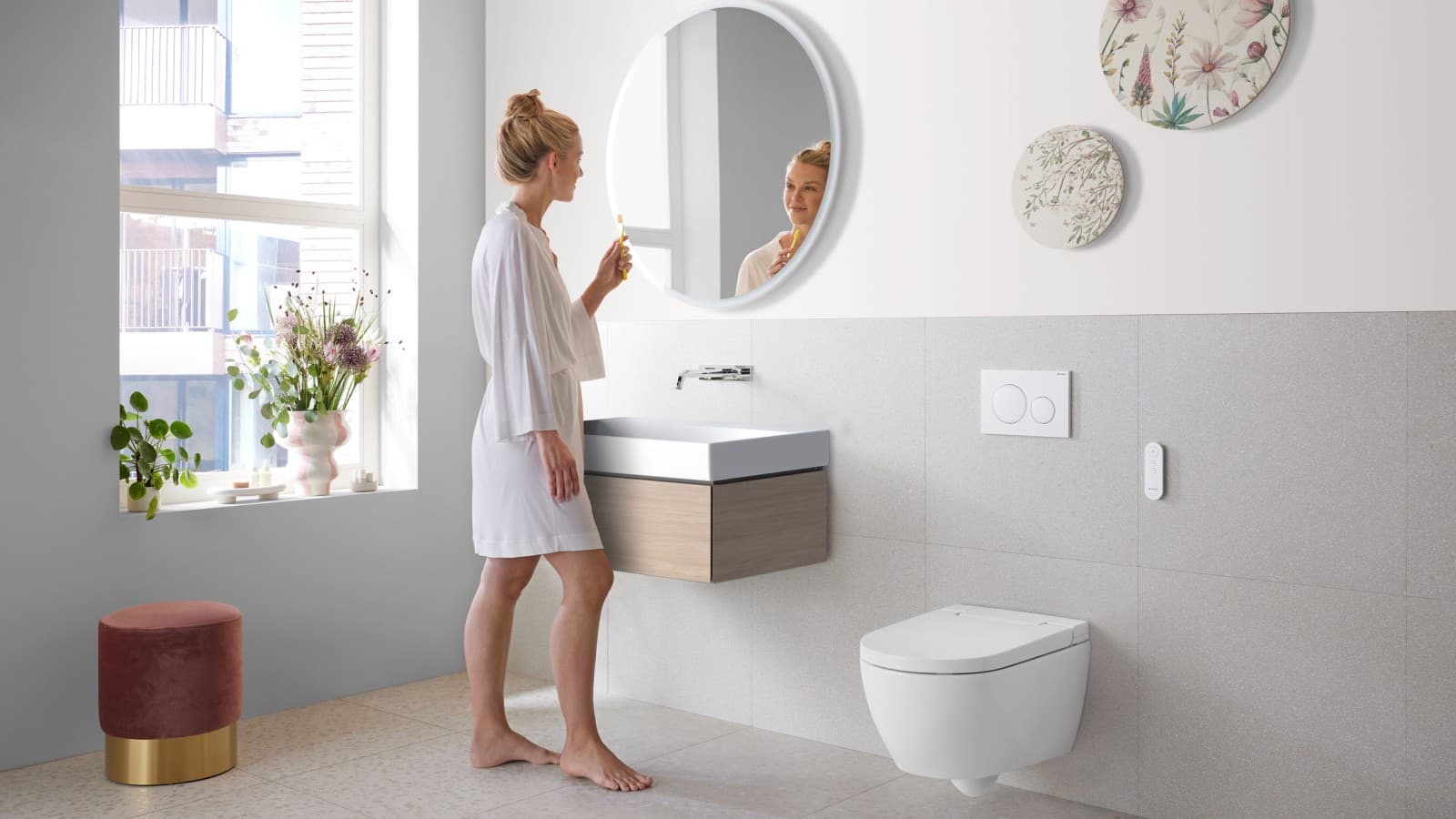 Geberit AquaClean Alba u kupatilu sa bojom u trendu Geberit AquaClean Alba u kupatilu sa bojom u trendu