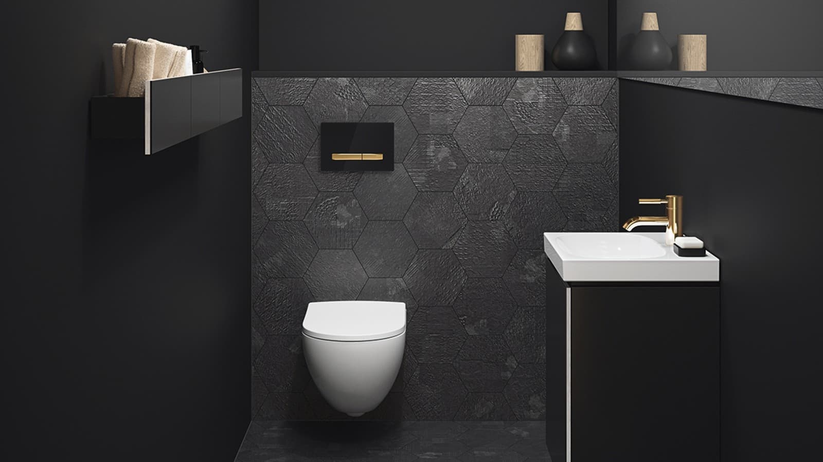 Zlatne armature i tipke u u kombinaciji sa tamnim bojama Zlatne armature i tipke u u kombinaciji sa tamnim bojama